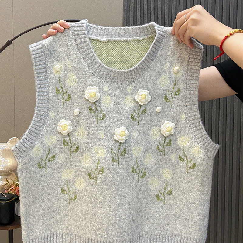 Stereoscopic tops flowers waistcoat for women