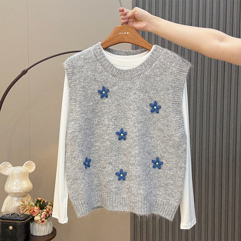 Crochet flowers waistcoat knitted tender vest for women