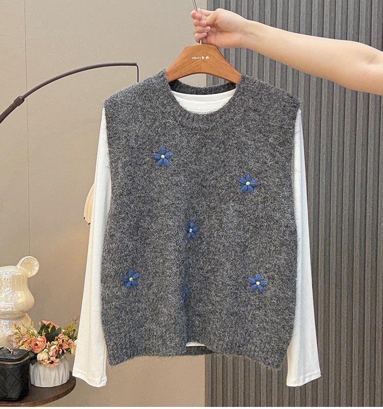 Crochet flowers waistcoat knitted tender vest for women