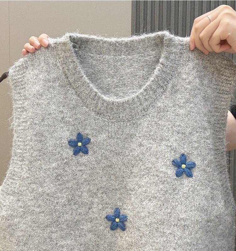 Crochet flowers waistcoat knitted tender vest for women