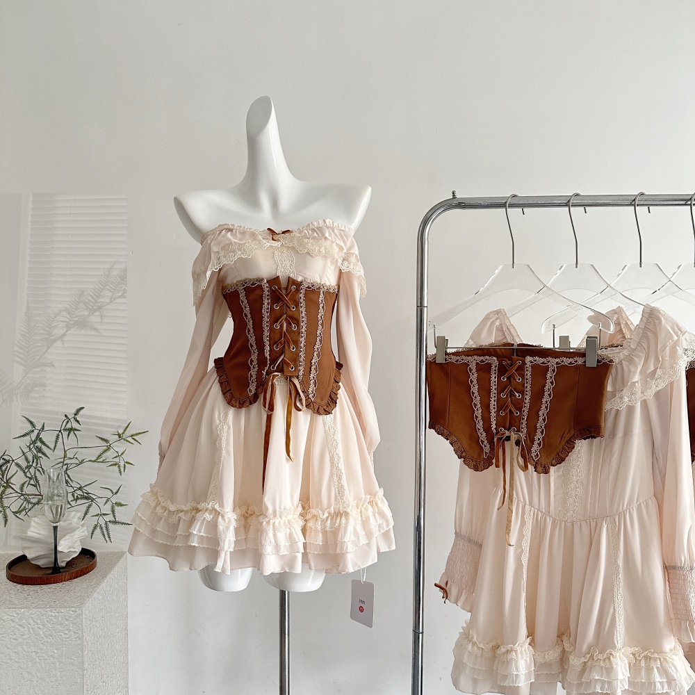 Autumn sweet slim long sleeve dress a set