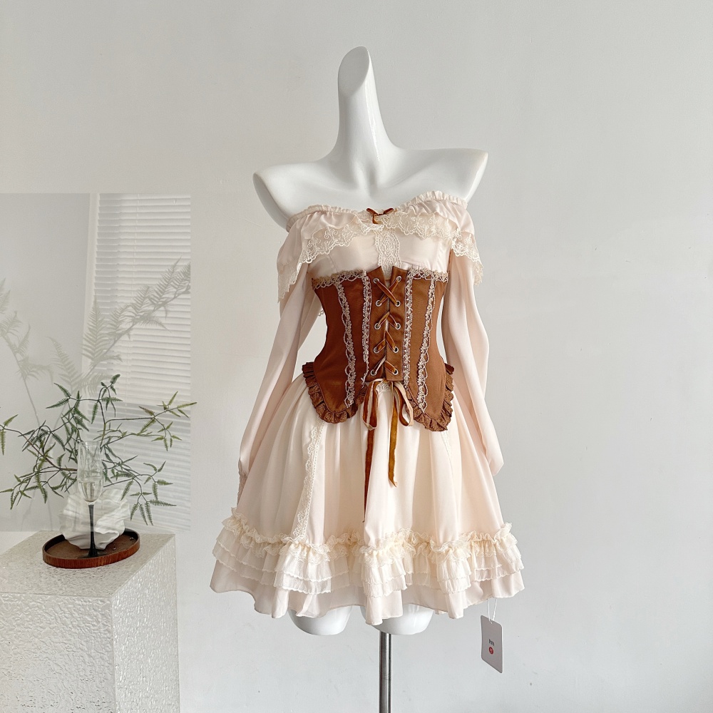 Autumn sweet slim long sleeve dress a set