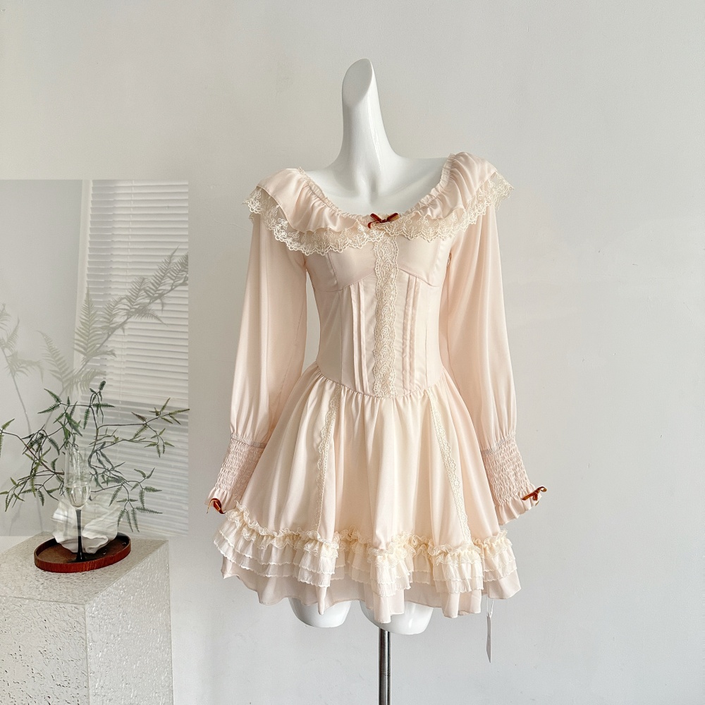 Autumn sweet slim long sleeve dress a set