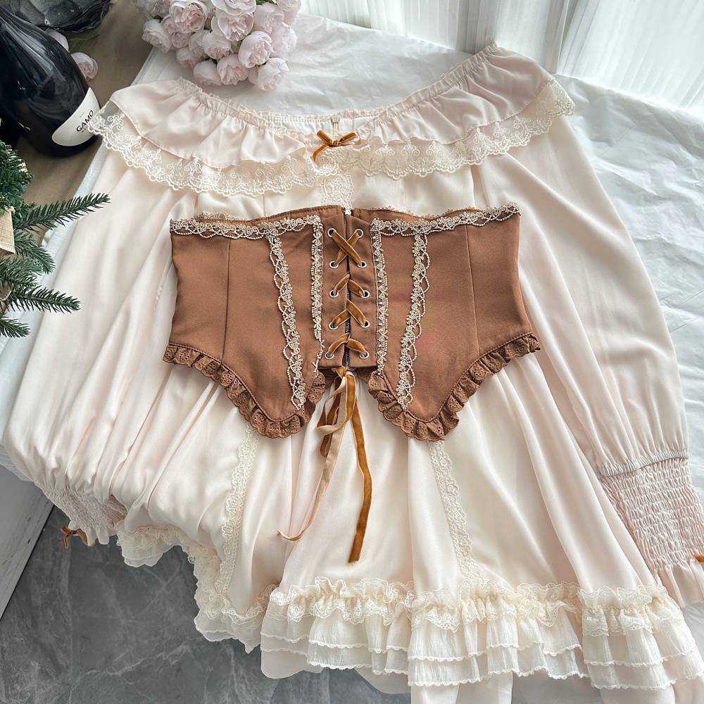 Autumn sweet slim long sleeve dress a set