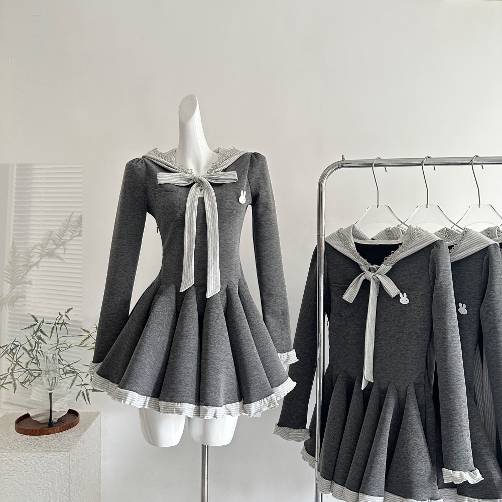 Autumn sweet college style slim dress
