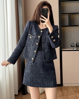 Slim jacket chanelstyle skirt 2pcs set