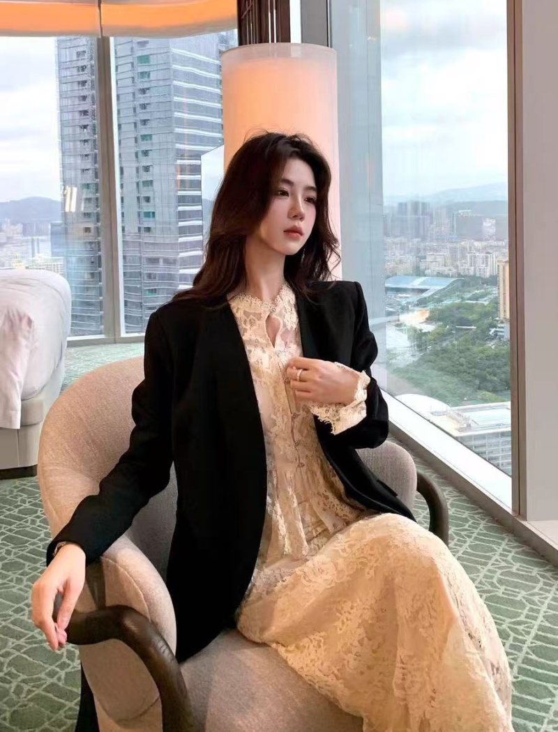 Autumn elegant long sleeve slim skirt a set