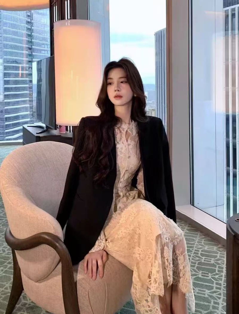 Autumn elegant long sleeve slim skirt a set