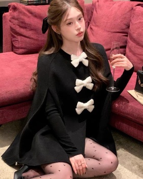 Chanelstyle woolen woolen coat bow overcoat