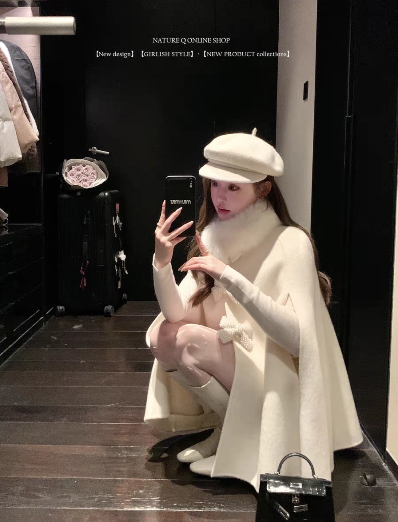 Chanelstyle woolen woolen coat bow overcoat