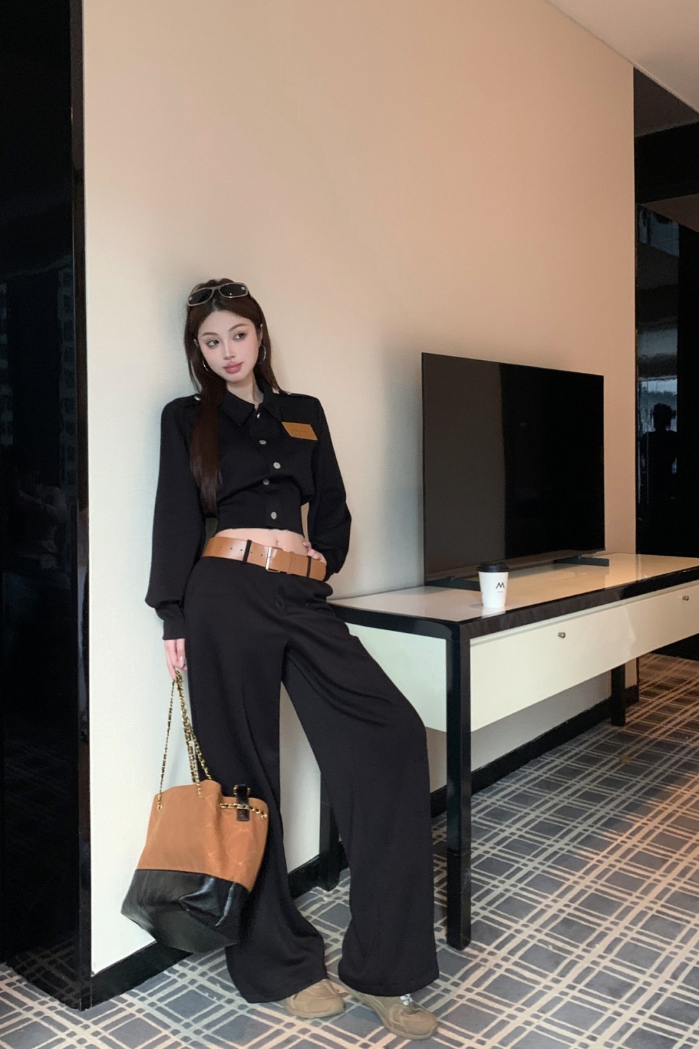 Fashion temperament wide leg pants loose jacket for women
