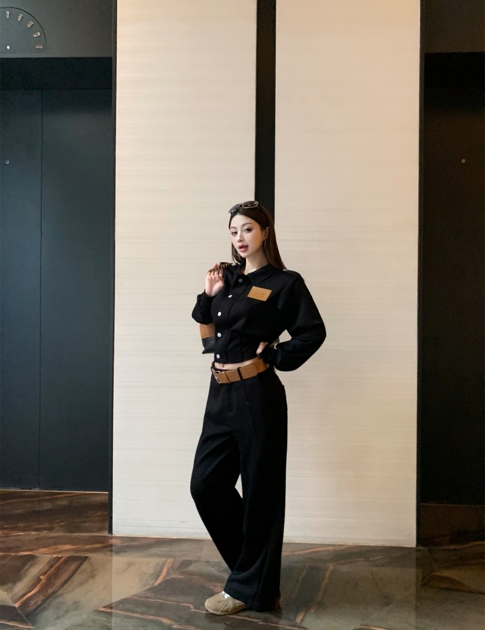 Fashion temperament wide leg pants loose jacket for women