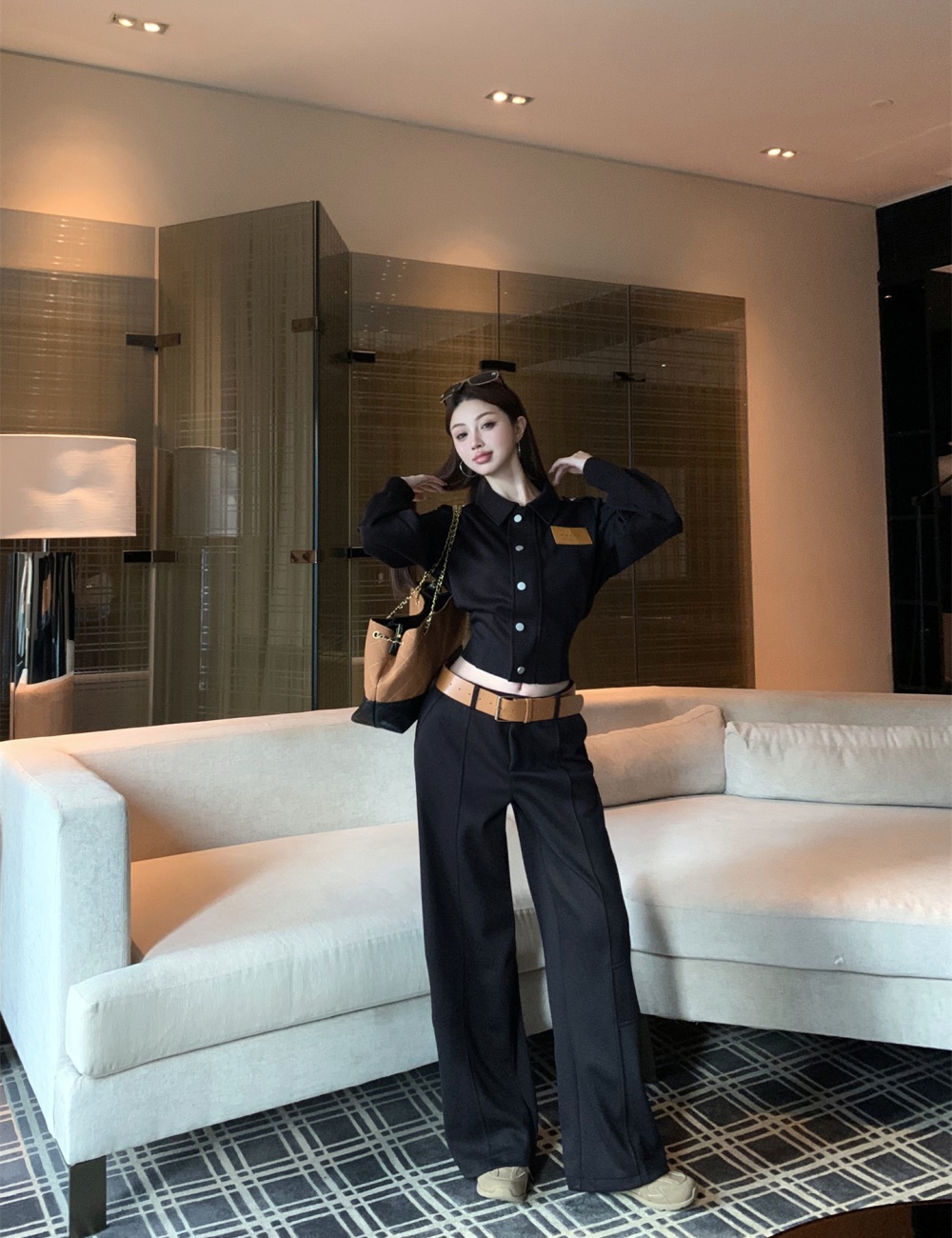 Fashion temperament wide leg pants loose jacket for women