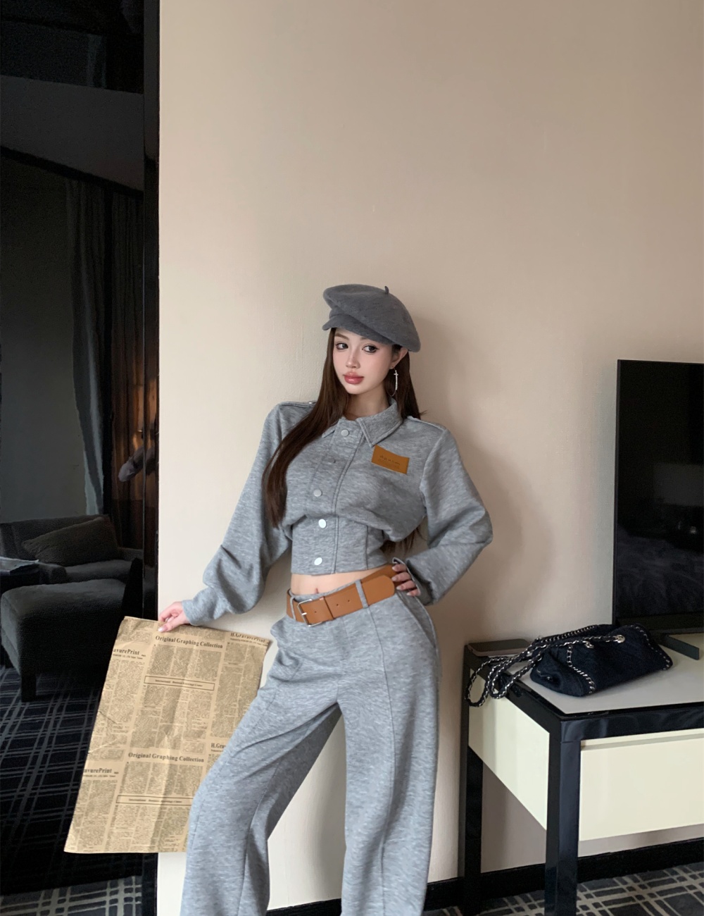Fashion temperament wide leg pants loose jacket for women