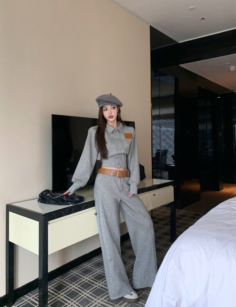 Fashion temperament wide leg pants loose jacket for women