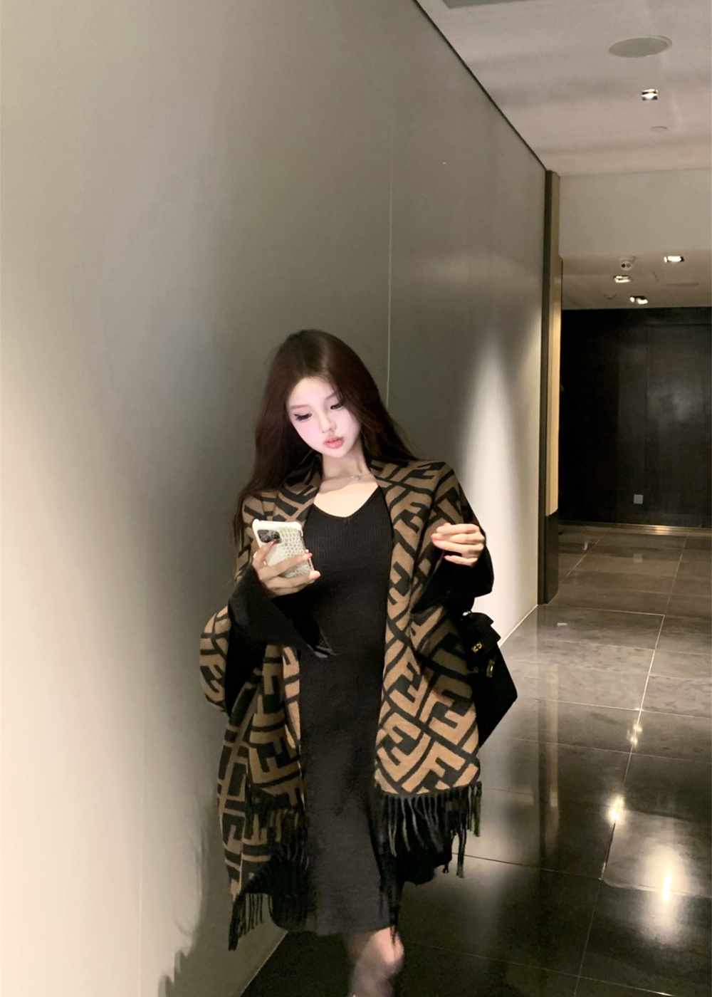 Temperament scarves pinched waist shawl a set