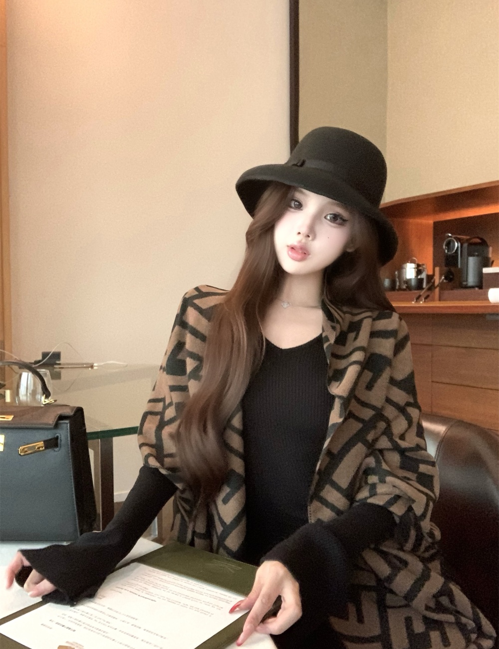 Temperament scarves pinched waist shawl a set