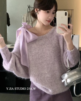Liangsi Korean style maiden strapless frenum sweater