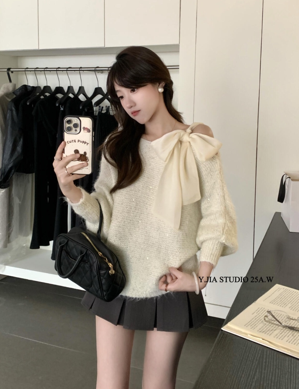 Liangsi Korean style maiden strapless frenum sweater