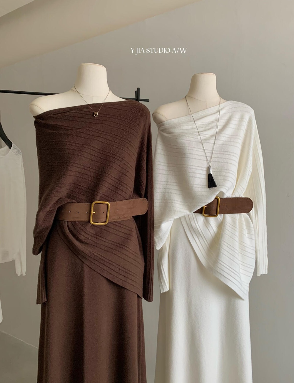 Temperament small shirt elastic waist skirt a set