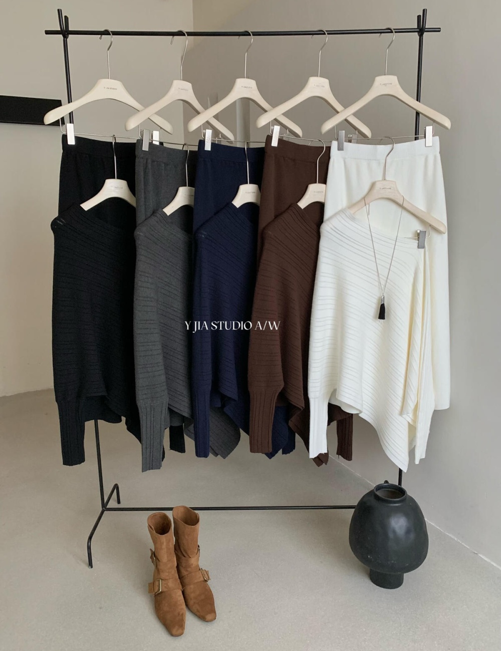 Temperament small shirt elastic waist skirt a set