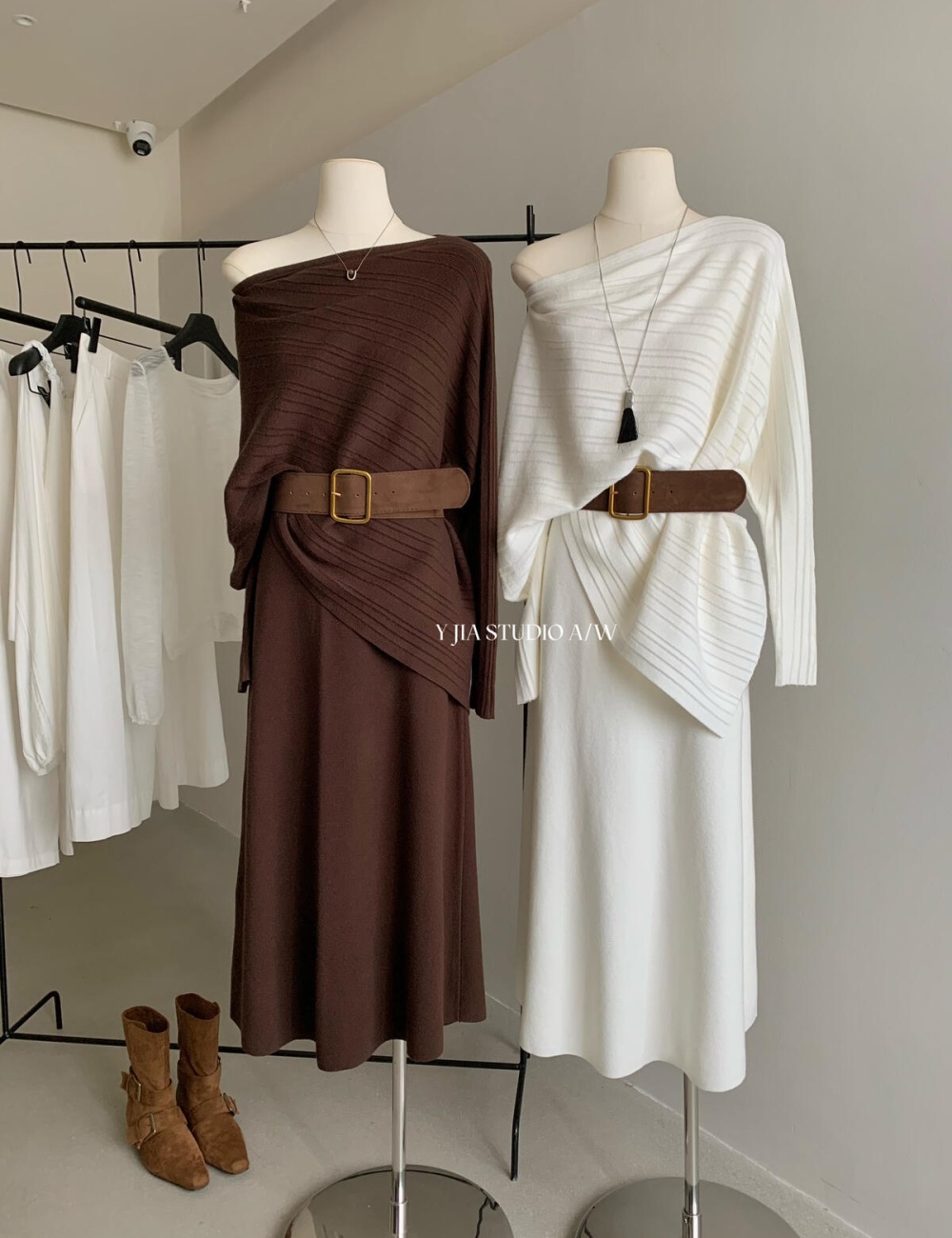 Temperament small shirt elastic waist skirt a set