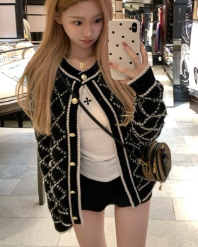 Gold buckle autumn cardigan temperament knitted coat