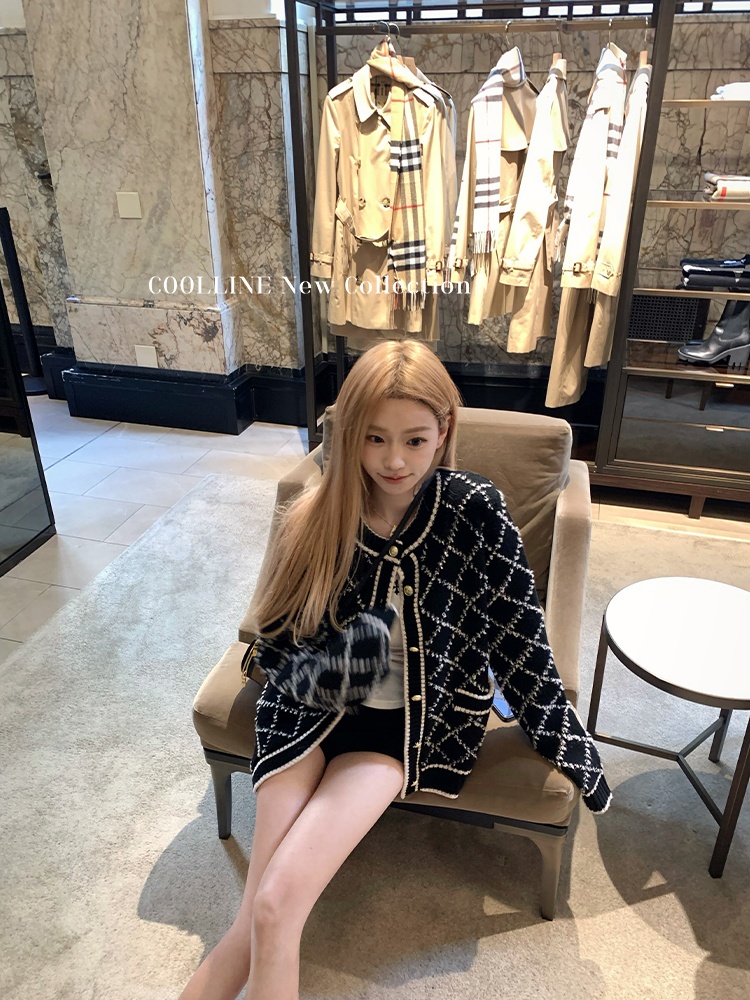 Gold buckle autumn cardigan temperament knitted coat