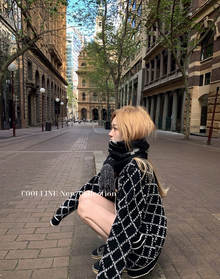 Gold buckle autumn cardigan temperament knitted coat