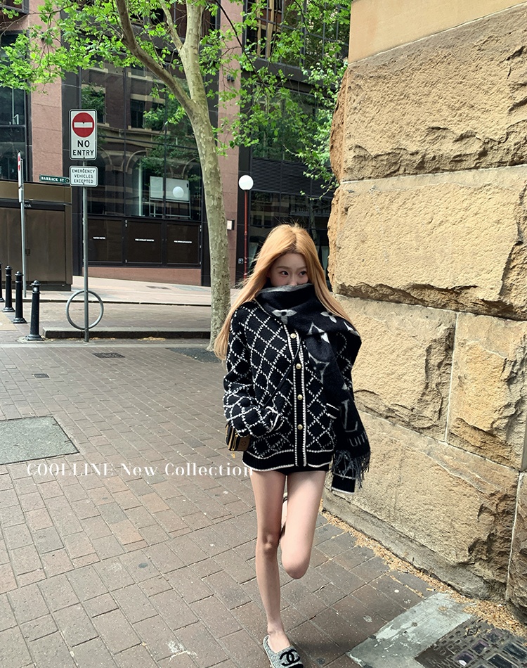 Gold buckle autumn cardigan temperament knitted coat