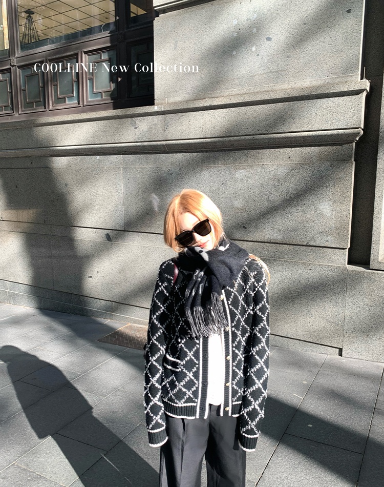 Gold buckle autumn cardigan temperament knitted coat