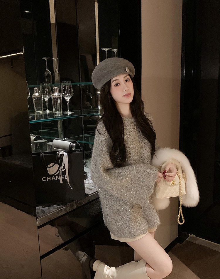 Loose France style long sweater for women