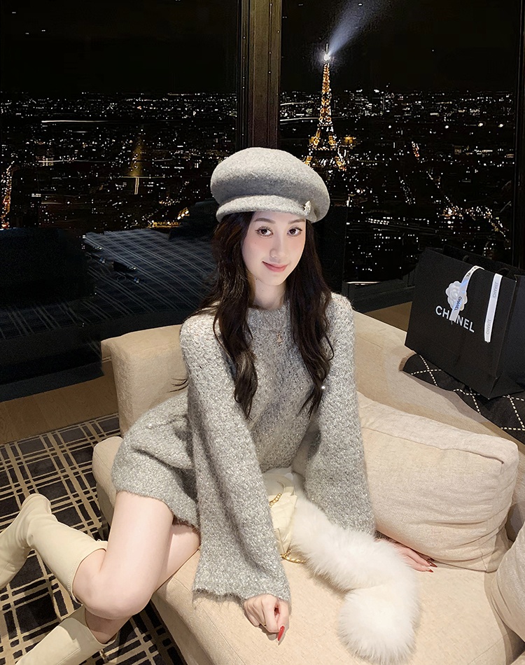 Loose France style long sweater for women