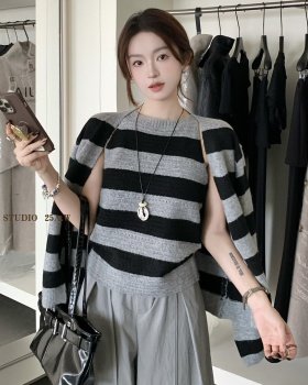 Simple Korean style vest stripe cardigan 2pcs set