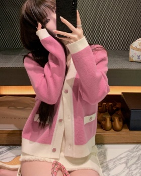 Wool mixed colors sweater Casual chanelstyle cardigan
