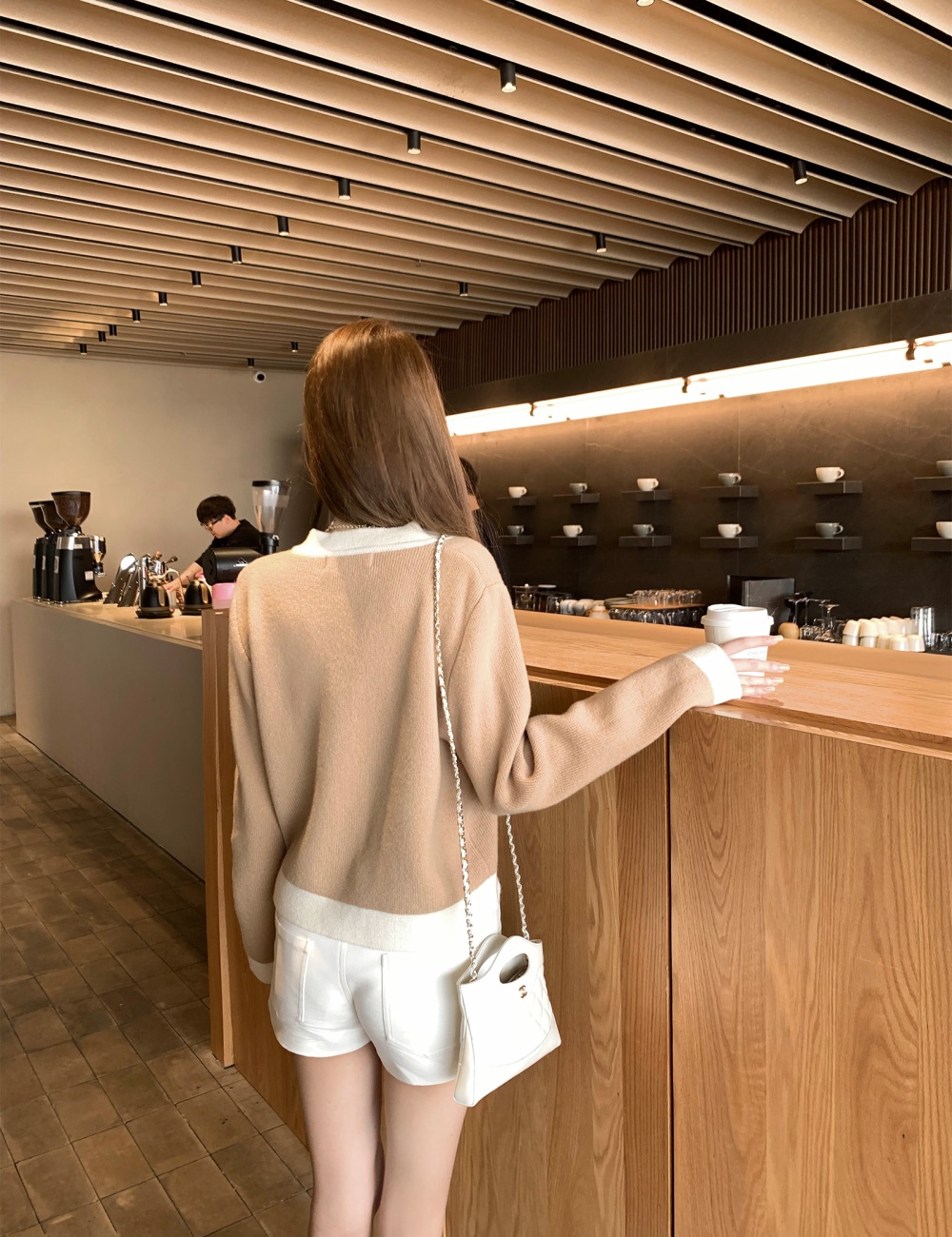 Wool mixed colors sweater Casual chanelstyle cardigan