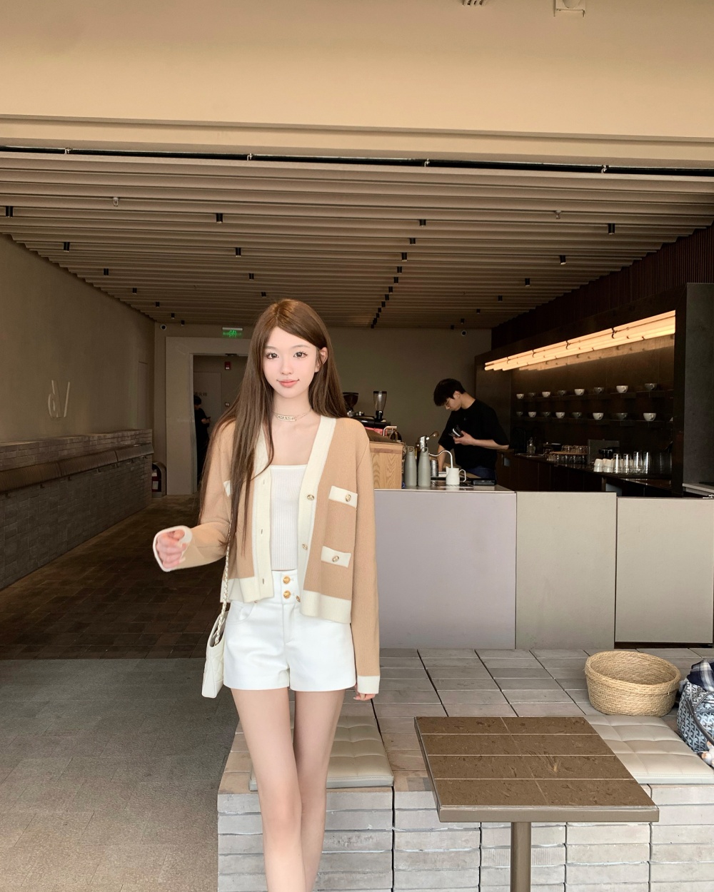Wool mixed colors sweater Casual chanelstyle cardigan