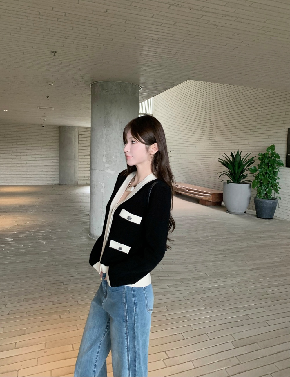 Wool mixed colors sweater Casual chanelstyle cardigan