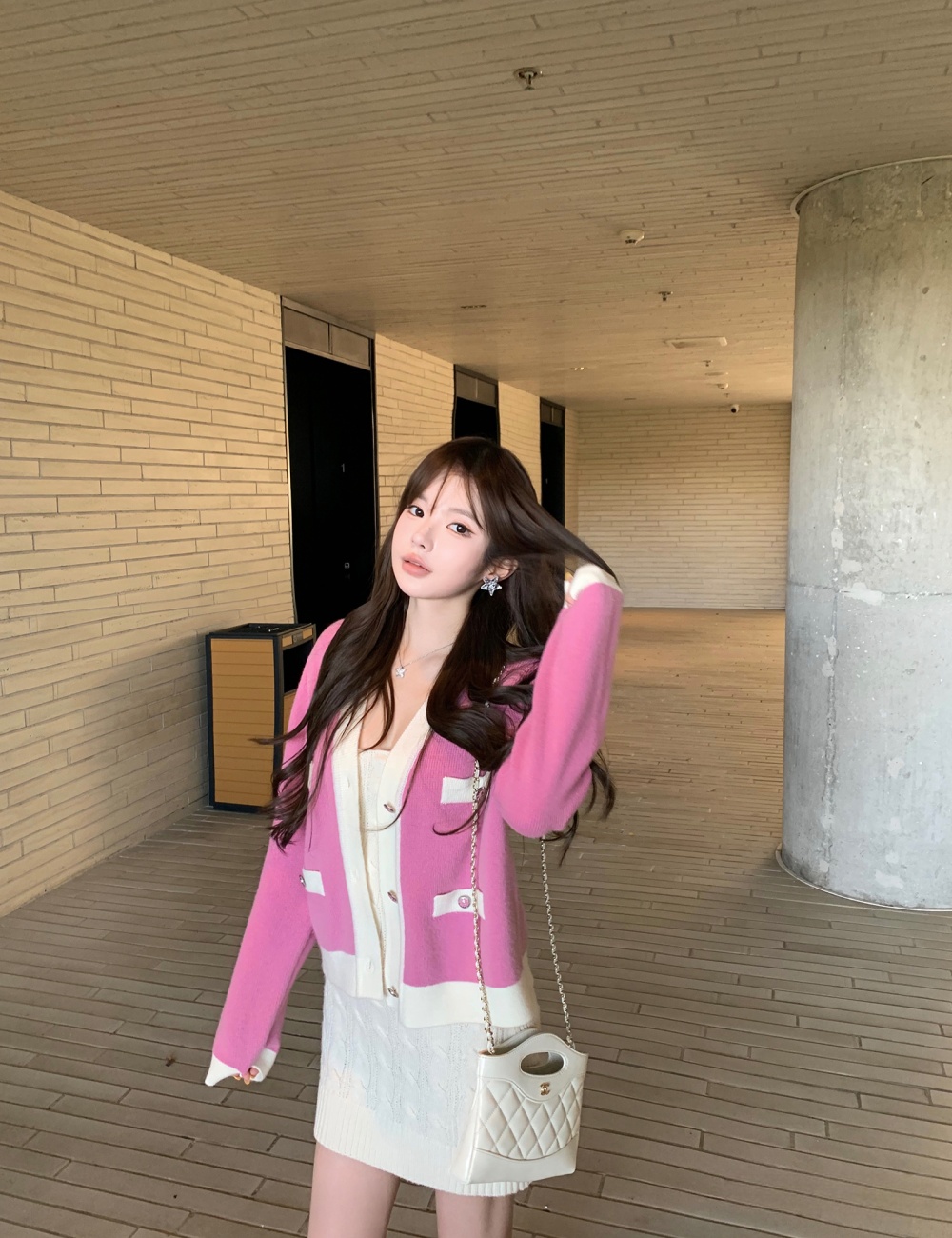 Wool mixed colors sweater Casual chanelstyle cardigan