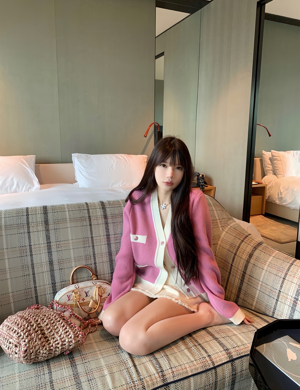 Wool mixed colors sweater Casual chanelstyle cardigan