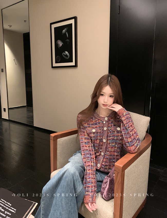 Slim knitted candy coat all-match autumn cardigan for women