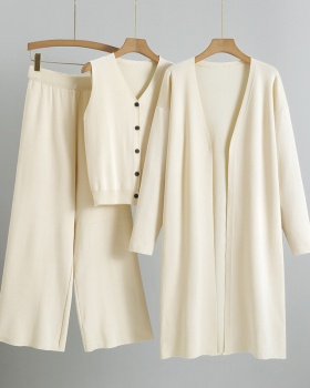 Sleeveless cardigan knitted pants 3pcs set
