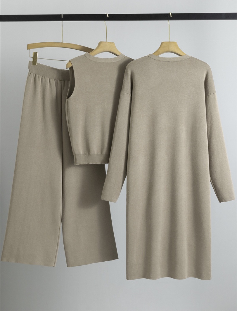 Sleeveless cardigan knitted pants 3pcs set