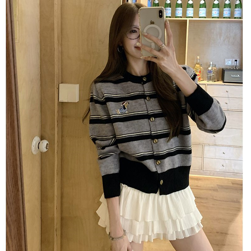 All-match cardigan mixed colors sweater for women