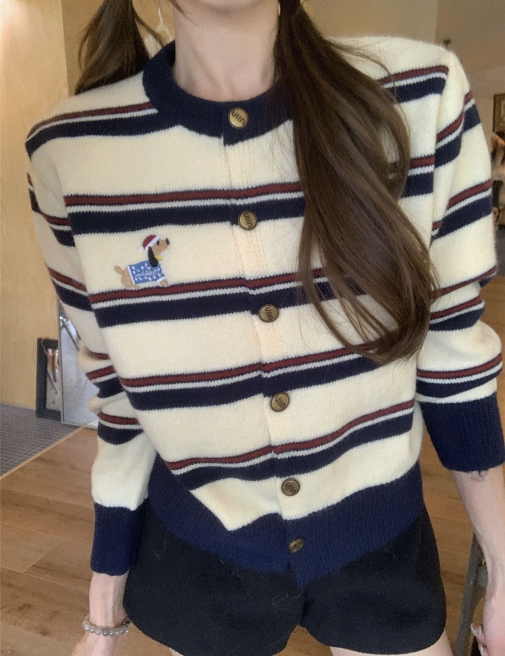 All-match cardigan mixed colors sweater for women