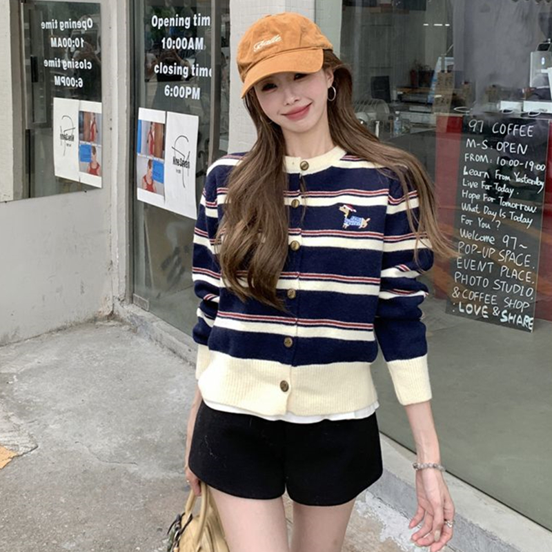 All-match cardigan mixed colors sweater for women