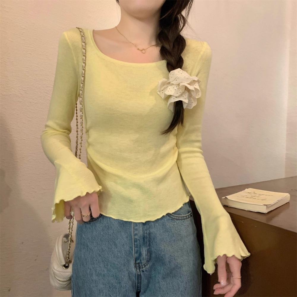 Low collar bottoming shirt slim tops for women