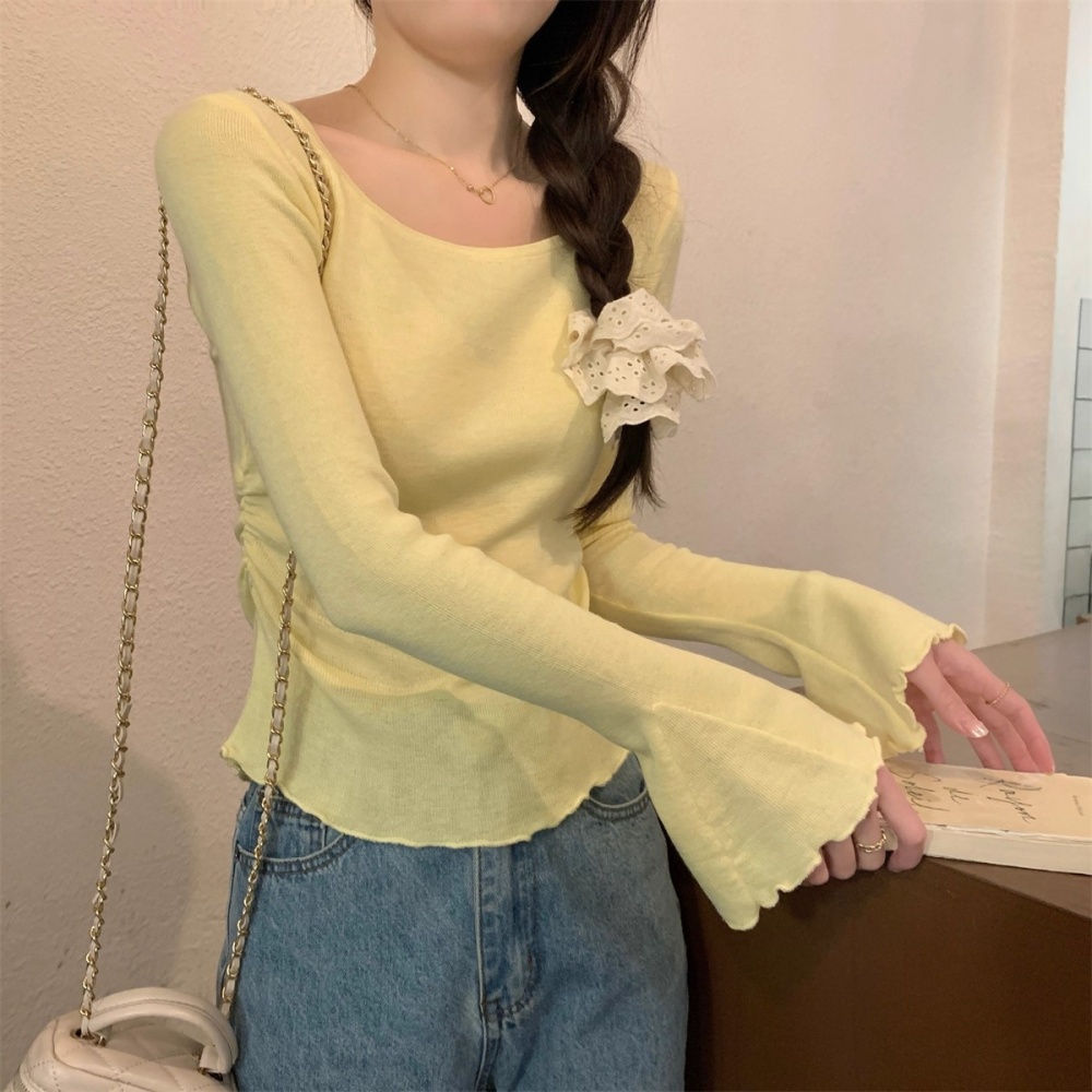 Low collar bottoming shirt slim tops for women