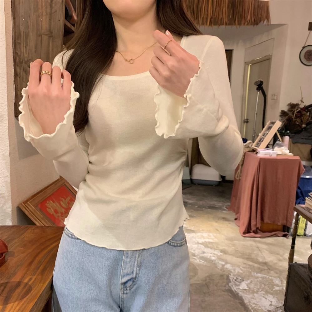Low collar bottoming shirt slim tops for women