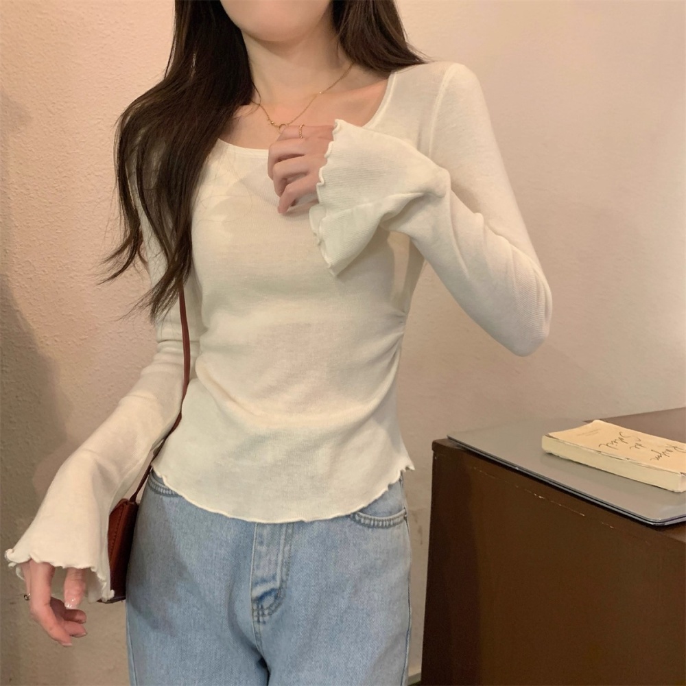 Low collar bottoming shirt slim tops for women